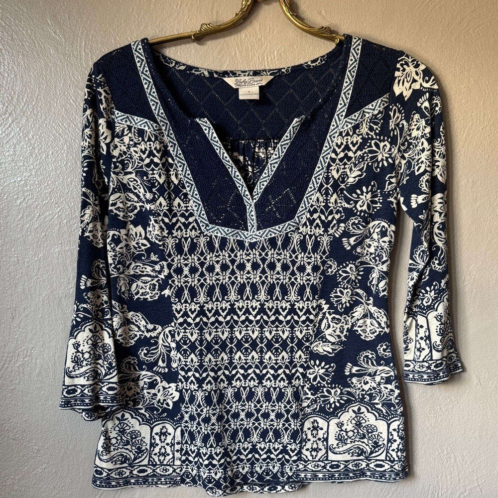 Lucky Brand Patterned Blouse Size Small